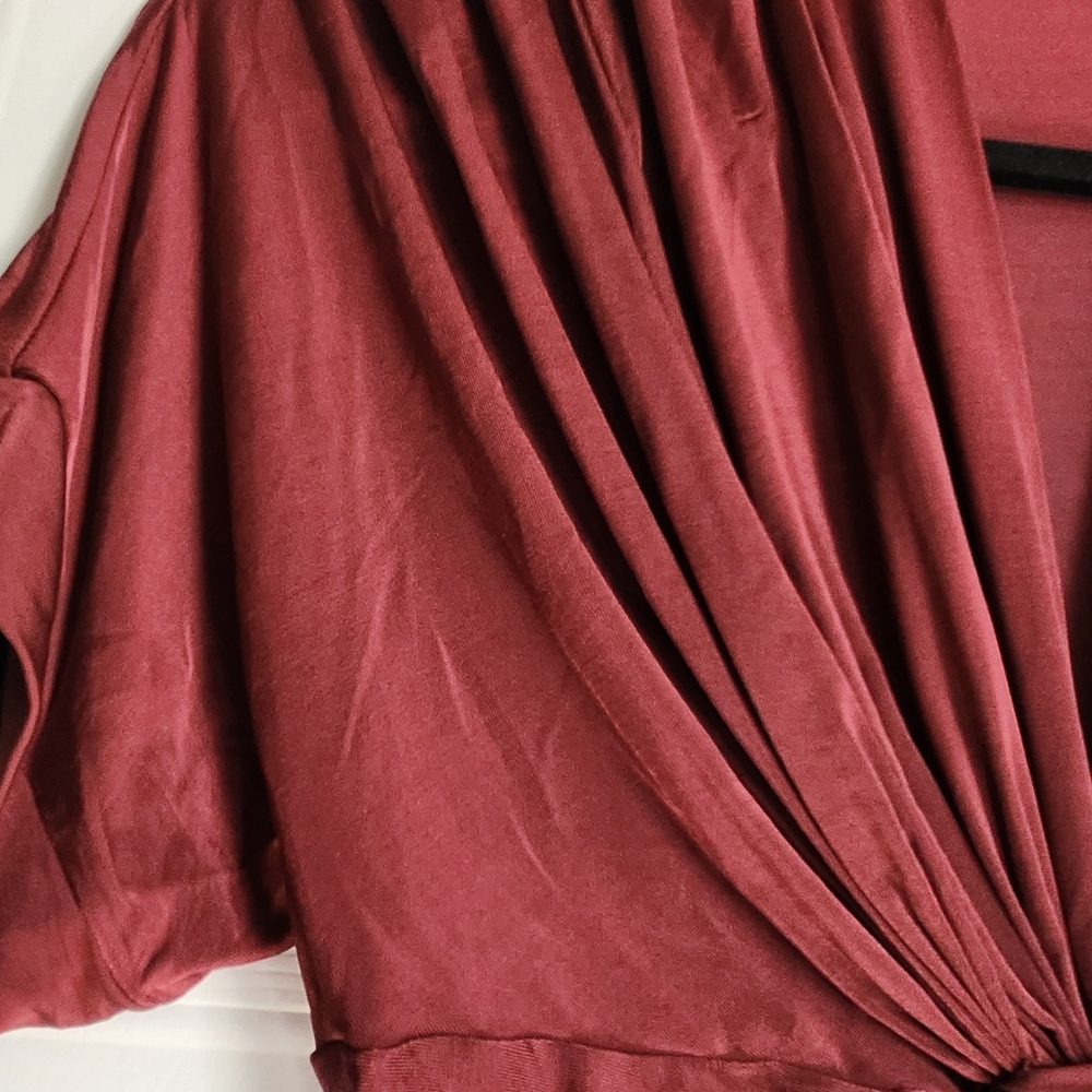 BCBGeneration Deep Red Ruched Blouse - Picture 4 of 11